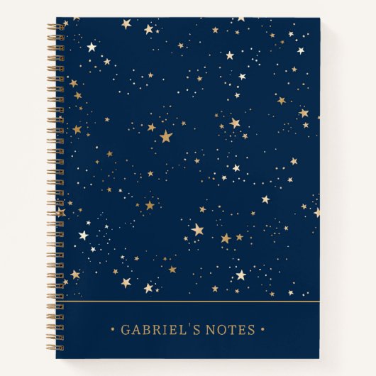 Goldener Stern in Blauer Nacht | Name hinzufügen Notizblock (Vorderseite)