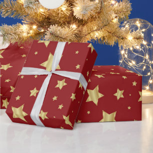 Goldener Stern in Rot Geschenkpapier