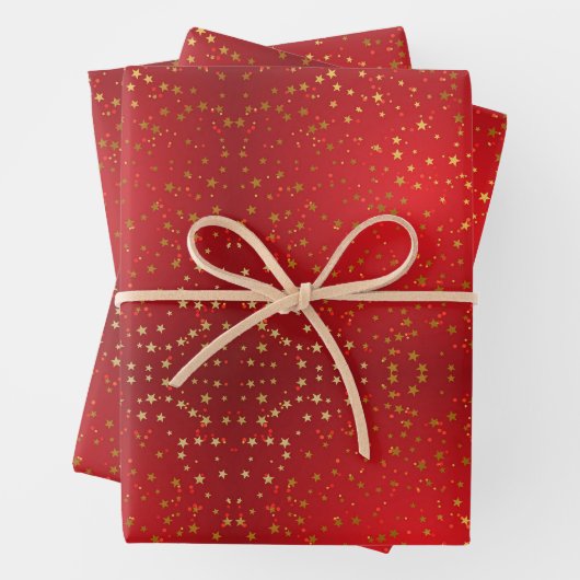 Goldener Stern mit rotem Hintergrund Geschenkpapier Set (Beispiel)