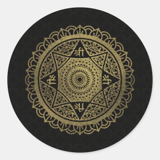 Goldener Stern von Lakshmi - Ashthalakshmi Sri Runder Aufkleber (Vorderseite)
