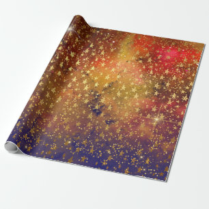 Goldener Sterneconfetti-himmlisches Geschenkpapier