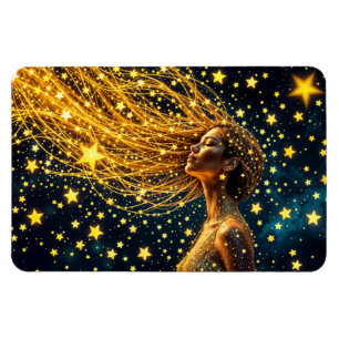 Goldener Sternenhimmel in der Mode Schönheitsmädch Magnet