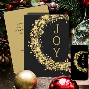 Goldener Sternenkranz auf schwarzer Weihnachtskart Feiertagskarte
