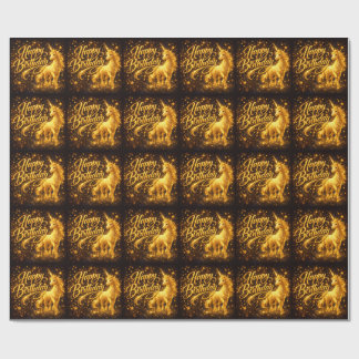 Goldener Sternenstaub Geburtstag — Fantasie Einhor Geschenkpapier