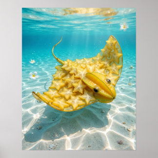 Goldener Sternfrucht-Stachelrochen Poster