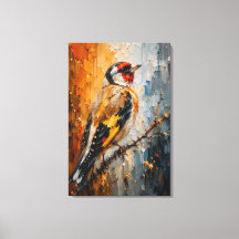 Goldener Stieglitz-Impasto – Luxuriöse Vogelmalere