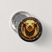 Goldener Stier innerhalb eines kreisförmigen Zodia Button (Vorne & Hinten)