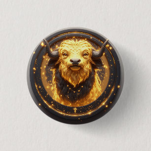 Goldener Stier innerhalb eines kreisförmigen Zodia Button