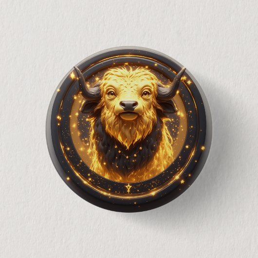 Goldener Stier innerhalb eines kreisförmigen Zodia Button (Vorderseite)