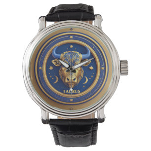 Goldener Stier Stier im kosmischen Tierkreis Armbanduhr