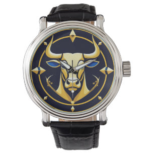 Goldener Stier Stier im kosmischen Tierkreis Armbanduhr