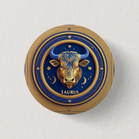 Goldener Stier Stier im kosmischen Tierkreis Button (Vorderseite)