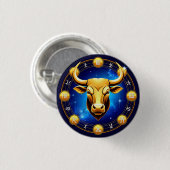 Goldener Stier Stier im kosmischen Tierkreis Button (Vorne & Hinten)