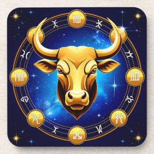 Goldener Stier Stier im kosmischen Tierkreis Getränkeuntersetzer