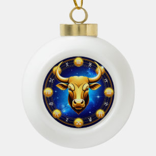 Goldener Stier Stier im kosmischen Tierkreis Keramik Kugel-Ornament
