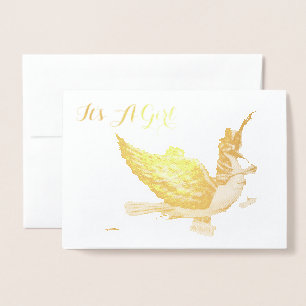 GOLDENER STORCH MÄDCHEN BABY SHOWER FOLIENKARTE