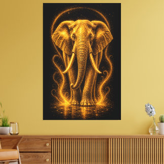 Goldener Strahlender Elefant Kunst Leinwanddruck