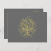 Goldener Swirl auf der grauen Hochzeitsempfangskar Einladung (Vorne/Hinten)