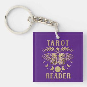 Goldener Tarot-Leser Mondphase Motte Sterne Schlüsselanhänger