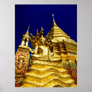 Goldener Tempel - Chiang Mai - Thailand Poster