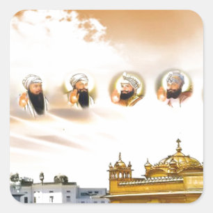GOLDENER TEMPEL MIT DEN SIKHgurus Quadratischer Aufkleber