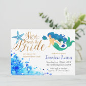 Goldener Text der blauen Meerjungfrau des Einladung (Stehend Vorderseite)