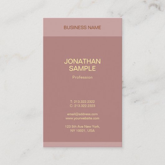 Goldener Textname Elegante Moderne Vorlage Vertika Visitenkarte (Vorderseite)