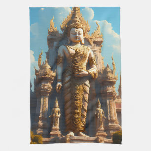 Goldener thailändischer Tempelwächter Geschirrtuch