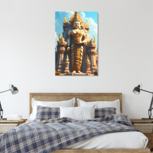 Goldener thailändischer Tempelwächter Leinwanddruck