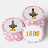 Goldener Thammer, weißer Rosa 1K-Poker-Chip Pokerchips (Stapel)