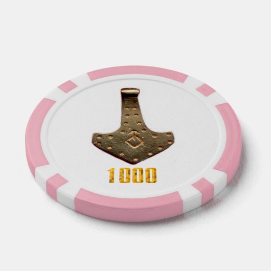Goldener Thammer, weißer Rosa 1K-Poker-Chip Pokerchips (Einzeln)