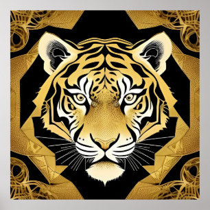 🐯 Goldener Tiger Dekorative Wandkunst Luxus-Dekor Poster