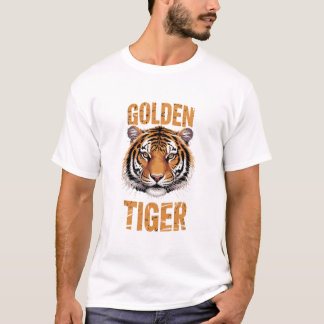 Goldener Tiger geteiltes Gesicht T-Shirt
