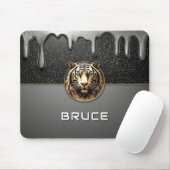 Goldener Tiger Relief mit metallischer Textur 🐯 Mousepad (Mit Mouse)