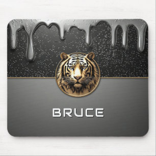 Goldener Tiger Relief mit metallischer Textur 🐯 Mousepad