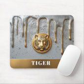 Goldener Tigerkopf mit tropfendem Metall 🐯 Mousepad (Mit Mouse)