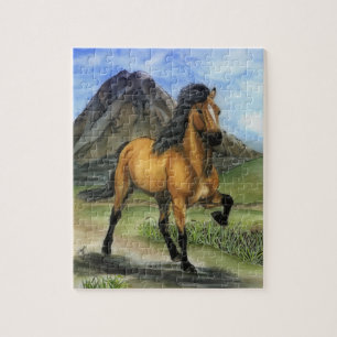 Goldener Tolt Buckskin Isländisches Pferd und Berg Puzzle