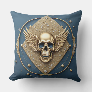 ☠️ Goldener Totenkopf mit Flügeln Gothic Geschenk  Kissen