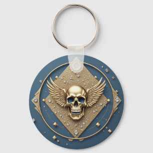 ☠️ Goldener Totenkopf mit Flügeln Gothic Geschenk Schlüsselanhänger