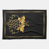 Goldener Traubenstrauch mit goldenem Zierrahmen Geschirrtuch (Horizontal)