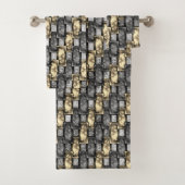 Goldener und grauer Fleck, rechteckige Schnitzerei Badhandtuch Set (Insitu)