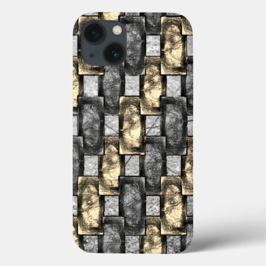 Goldener und grauer Fleck, rechteckige Schnitzerei Case-Mate iPhone Hülle (Rückseite)