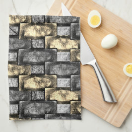 Goldener und grauer Fleck, rechteckige Schnitzerei Geschirrtuch