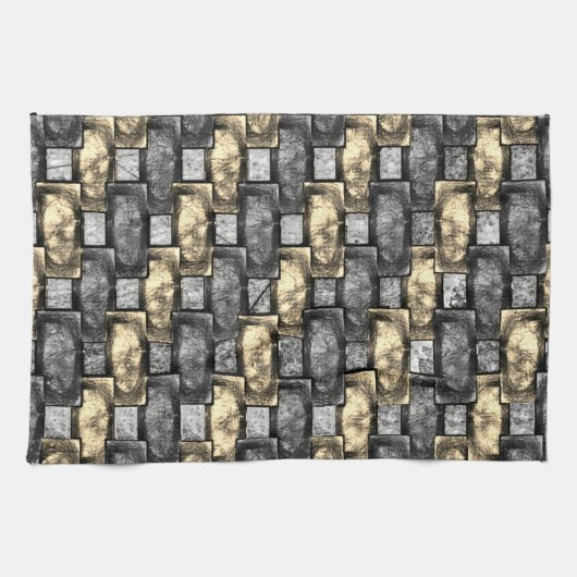 Goldener und grauer Fleck, rechteckige Schnitzerei Geschirrtuch (Horizontal)