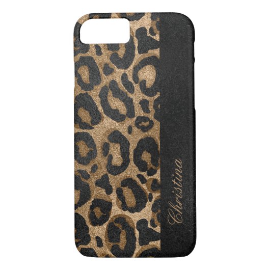 Goldener und schwarzer Glitter Leopard-Jaguardruck Case-Mate iPhone Hülle (Rückseite)