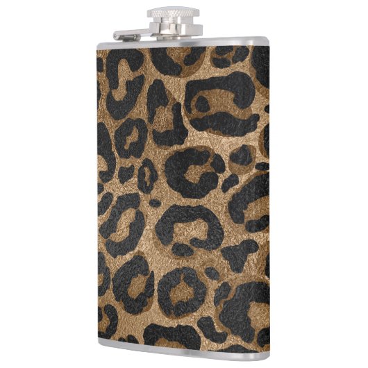 Goldener und schwarzer Glitter Leopard-Jaguardruck Flachmann (Links)