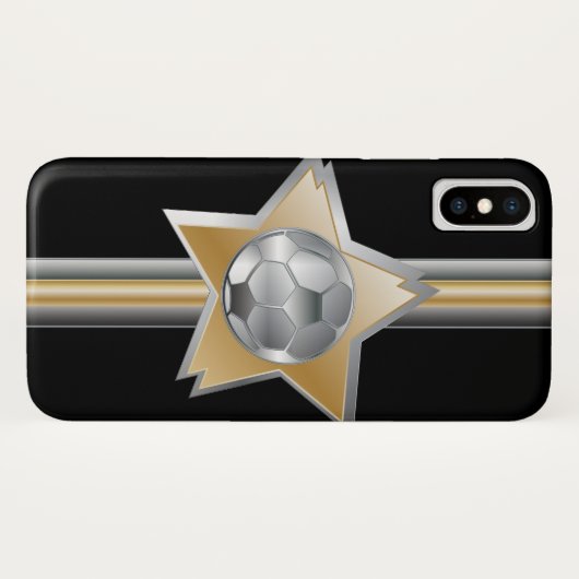 Goldener und silberner Effekt Fußball-Stern Case-Mate iPhone Hülle (Rückseite (Horizontal))