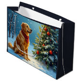 Goldener Urlaub Große Geschenktüte (Vorderseite Schrägansicht)