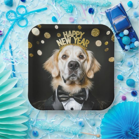 Goldener Urlaub im neuen Jahr Pappteller (Party)