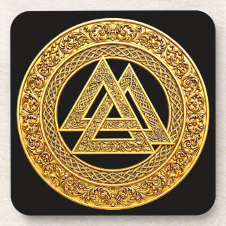 Goldener Valknut Mystiker Getränkeuntersetzer